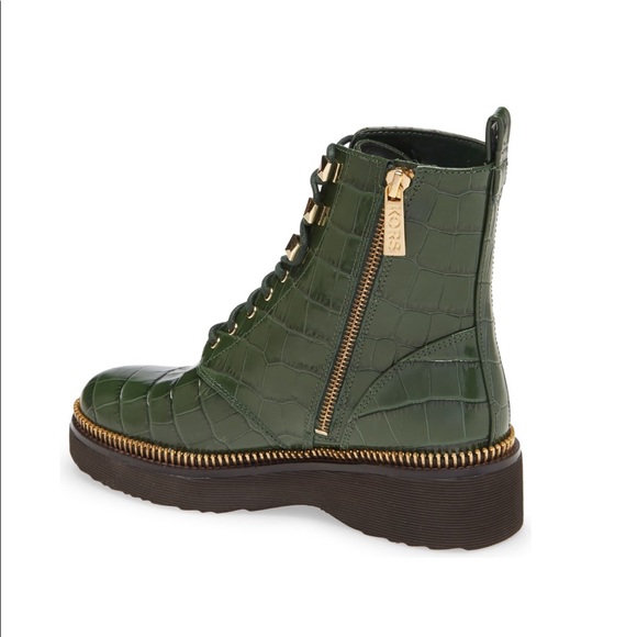 Michael Kors Croc Embossed Leather Combat Boot - Picture 6 of 16
